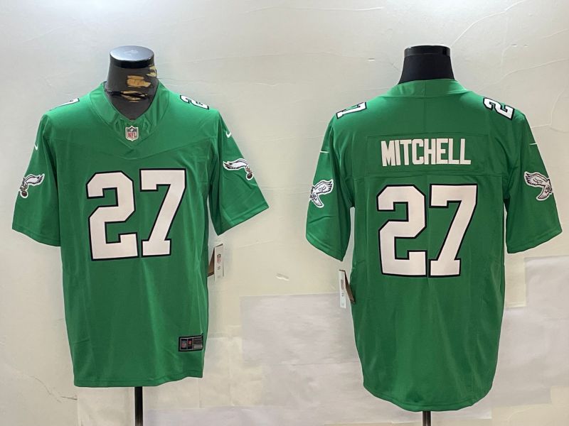 Men Philadelphia Eagles #27 Mitchell Green Throwback 2024 Nike Vapor Limited NFL Jersey style 1